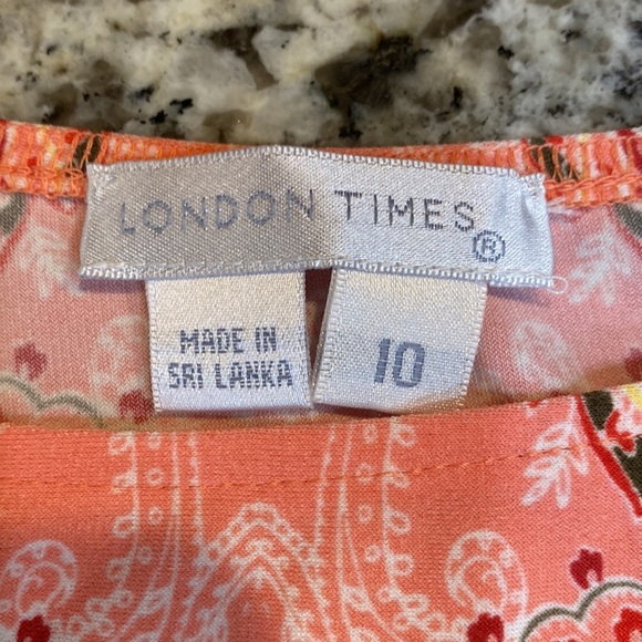 London Times Shift Dress with Paisley Design in Orange Size 10​ - Picture 6 of 11